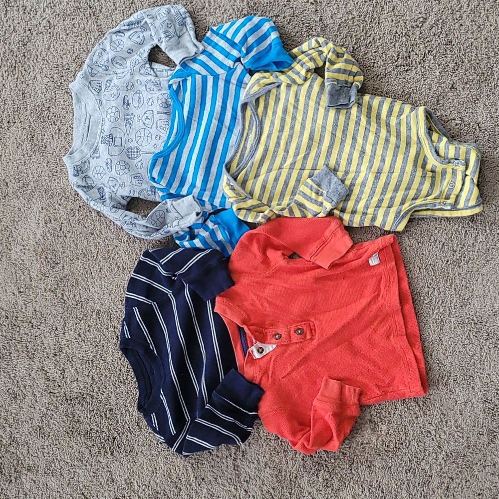 Lot of 6 size 9 month carter's long sleeved shirts